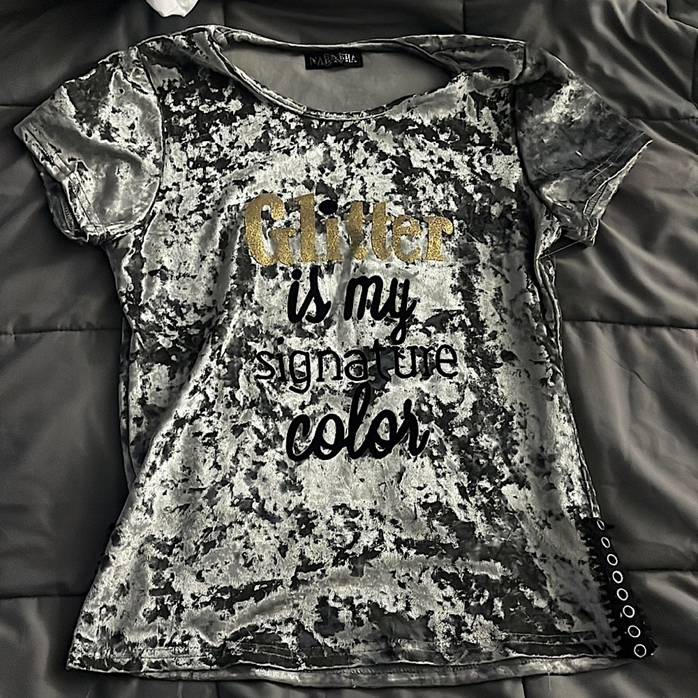 Silver glittery top